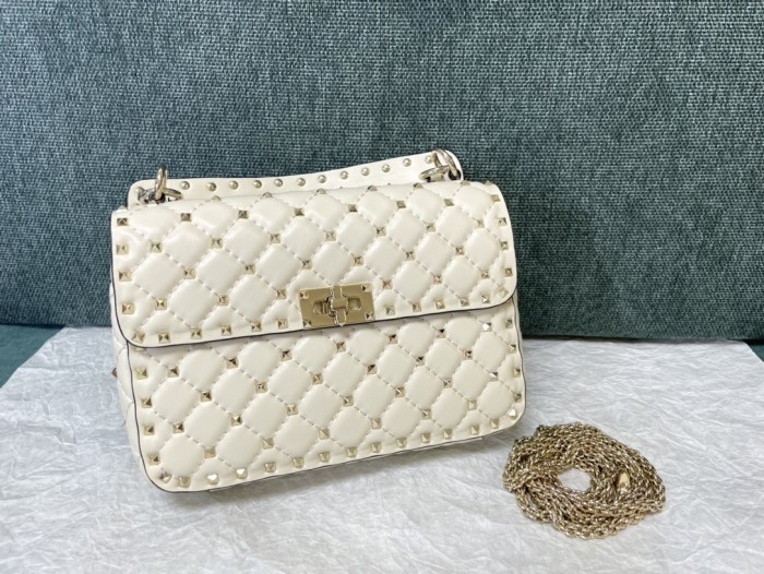 Rockstud Spike Shoulder Bag“24*16*6.5CM”-057=