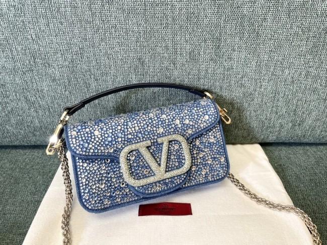 LOCò Small Embellished Denim Shoulder Bag“20*11*5CM”-008=
