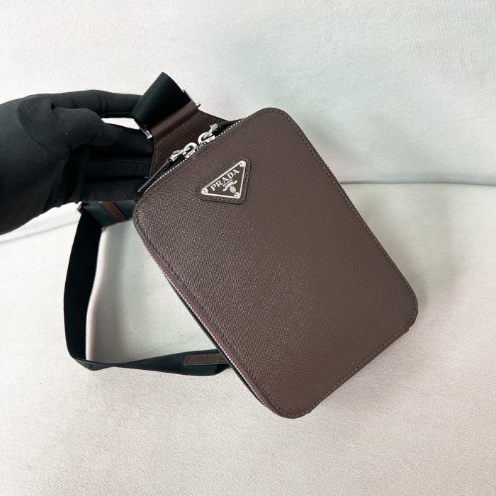 Brique Saffiano Leather Bag“20*14*4CM”-089=