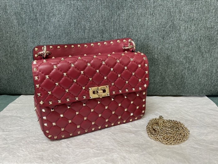 Rockstud Spike Shoulder Bag“24*16*6.5CM”-057=