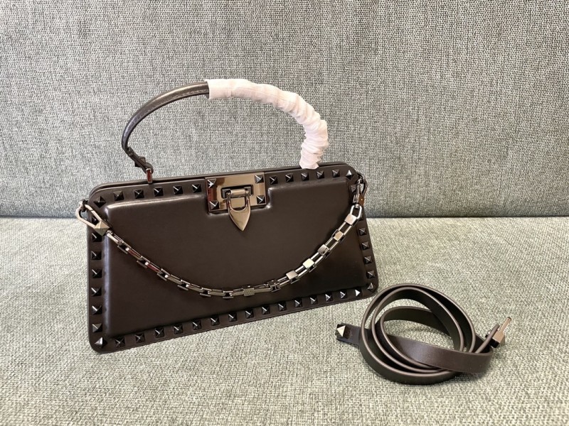 Rockstud Calfskin Handbag“28*14*8CM”-009=