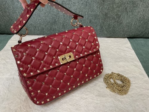 Rockstud Spike Shoulder Bag“24*16*6.5CM”-057=