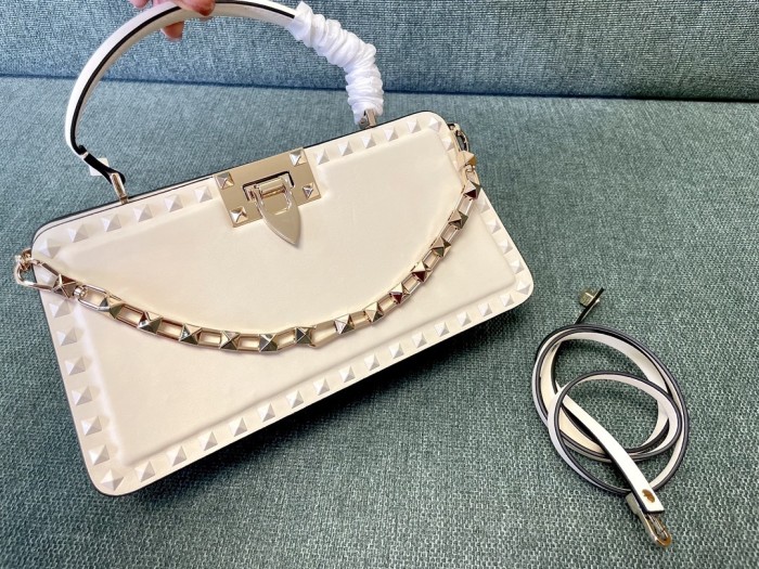 Rockstud Calfskin Handbag“28*14*8CM”-009=