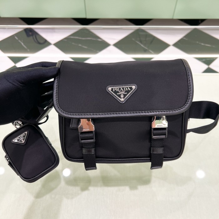 Re-nylon And Saffiano Leather Shoulder Bag“22*16*8.5CM”-087