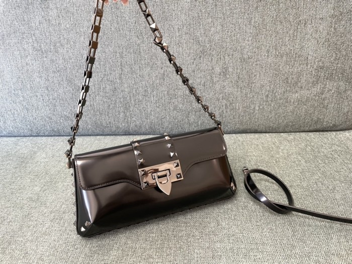 Rockstud Leather Shoulder Bag“26*13*7CM”-008=
