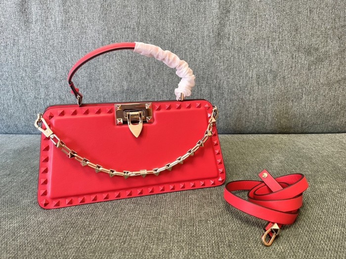 Rockstud Calfskin Handbag“28*14*8CM”-009=