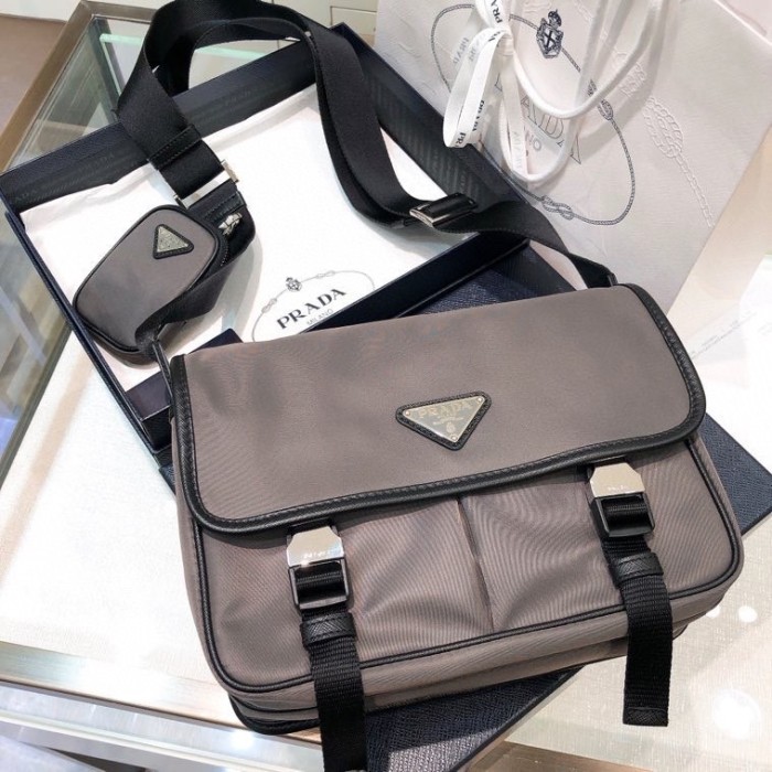 Re-Nylon And Saffiano Leather Shoulder Bag“26*19*10CM”-088=