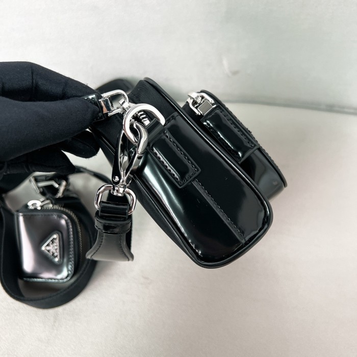 Re-Nylon And Smooth Leather Shoulder Bag“18*11.5*5CM”-087=