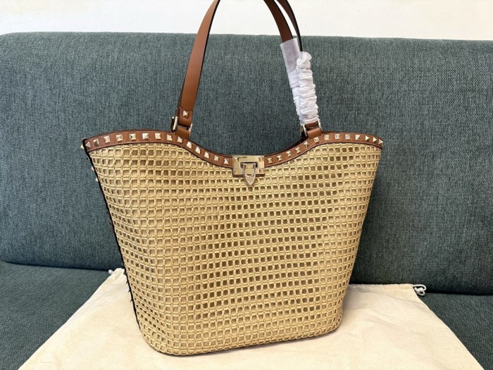 Rockstud Raffia Tote Bag“30*30*14CM”-048=
