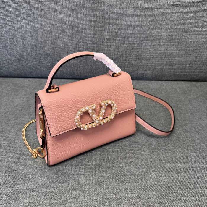 Vsling Small Handbag In Grainy Calfskin With Jewel Logo“22*16*9CM”-057=