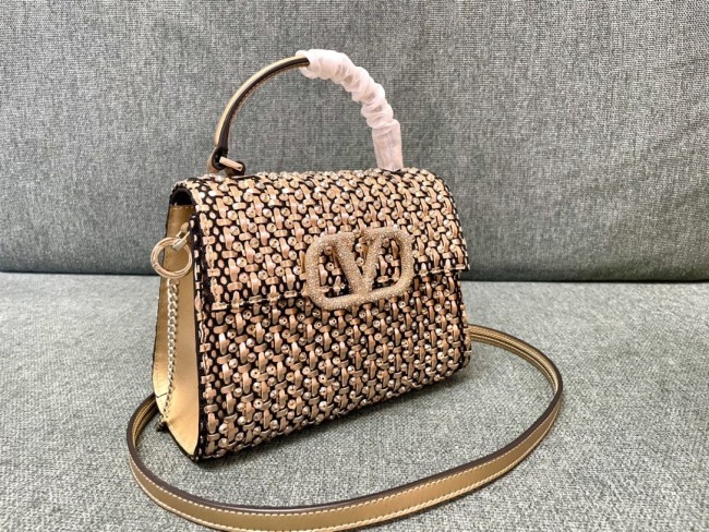 VSLING Handbag in Woven-Metallic-Leather“22*16*9CM”-0011=