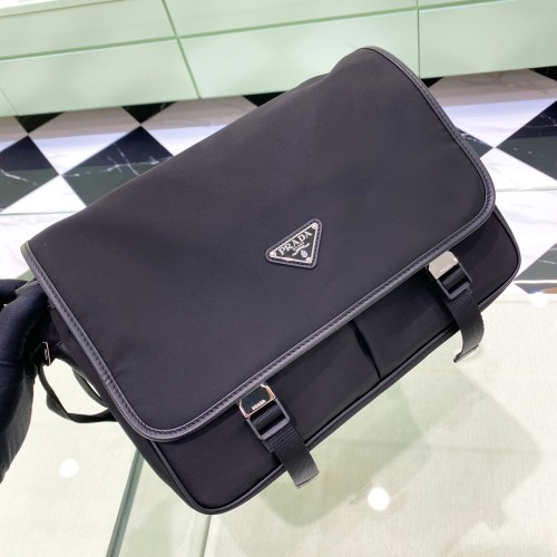Re-Nylon And Saffiano Leather Shoulder Bag“32*24*12CM”-089=