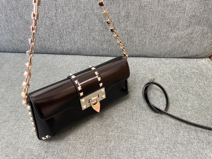 Rockstud Leather Shoulder Bag“26*13*7CM”-008=