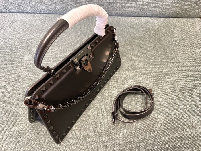 Rockstud Calfskin Handbag“28*14*8CM”-009=