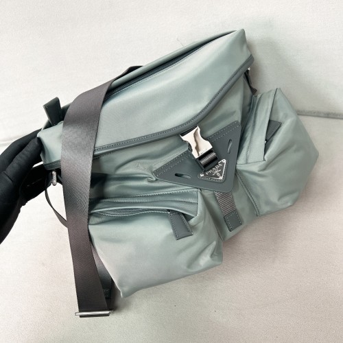 Re-Nylon and leather shoulder bag“29*23*15CM”-089=