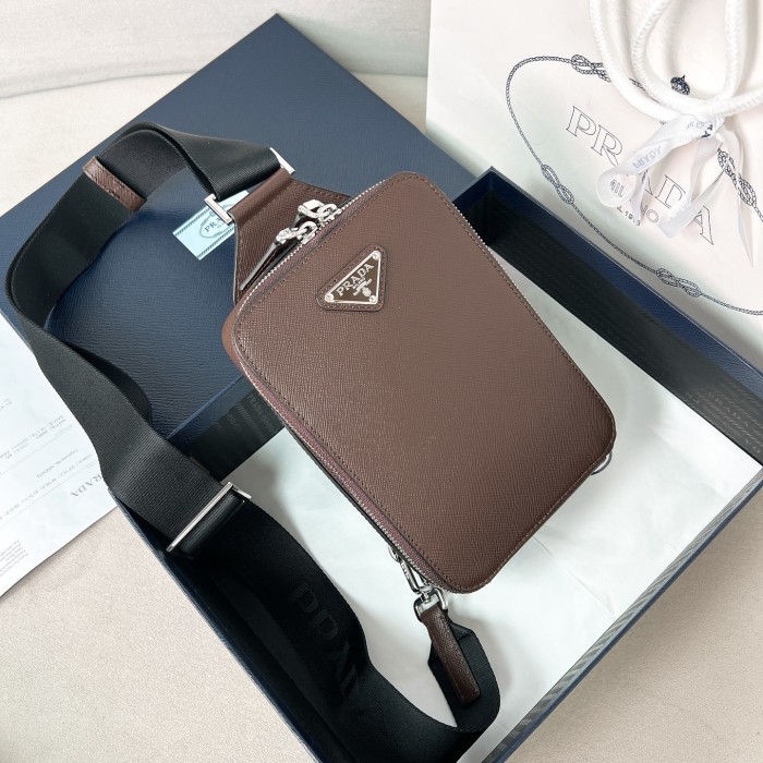Brique Saffiano Leather Bag“20*14*4CM”-089=