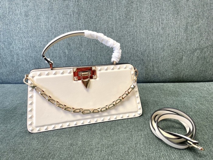Rockstud Calfskin Handbag“28*14*8CM”-009=