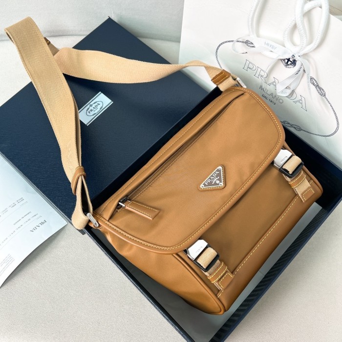 Re-Nylon And Saffiano Leather Shoulder Bag“25*18*10.5CM”-088=