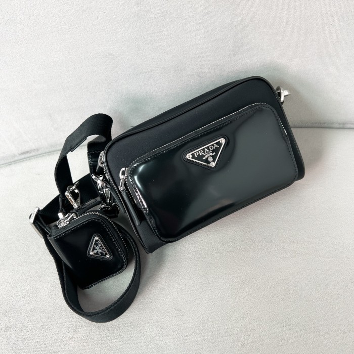Re-Nylon And Smooth Leather Shoulder Bag“18*11.5*5CM”-087=