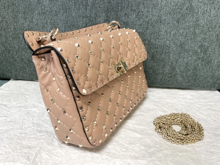 Rockstud Spike Shoulder Bag“24*16*6.5CM”-057=