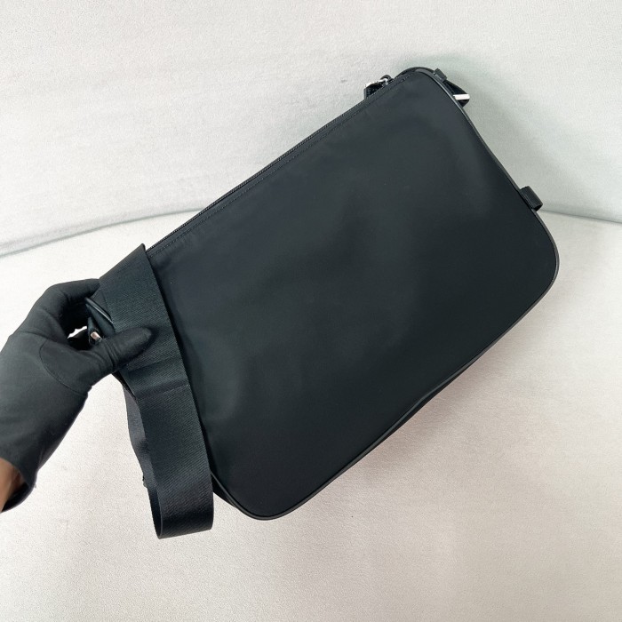 Large Re-Nylon and Saffiano leather shoulder bag“35*22*12CM”-088=