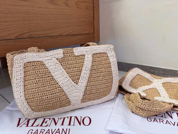 Viva Superstar Medium Shopping Bag In Raffia“34*24*9CM”-007=