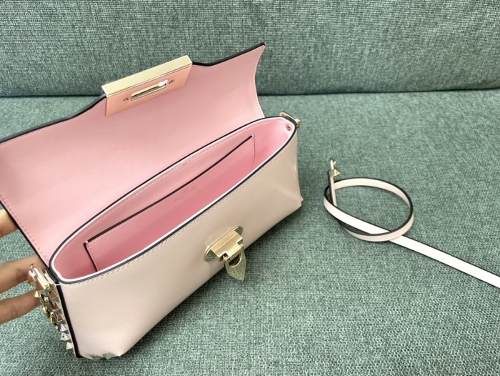 Rockstud Leather Shoulder Bag“26*13*7CM”-008=