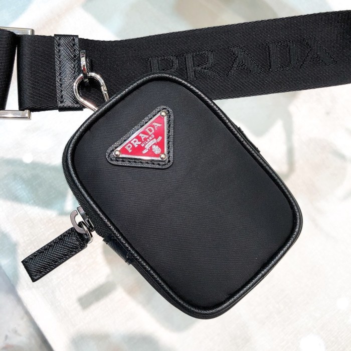 Re-nylon And Saffiano Leather Shoulder Bag“22*16*8.5CM”-087=
