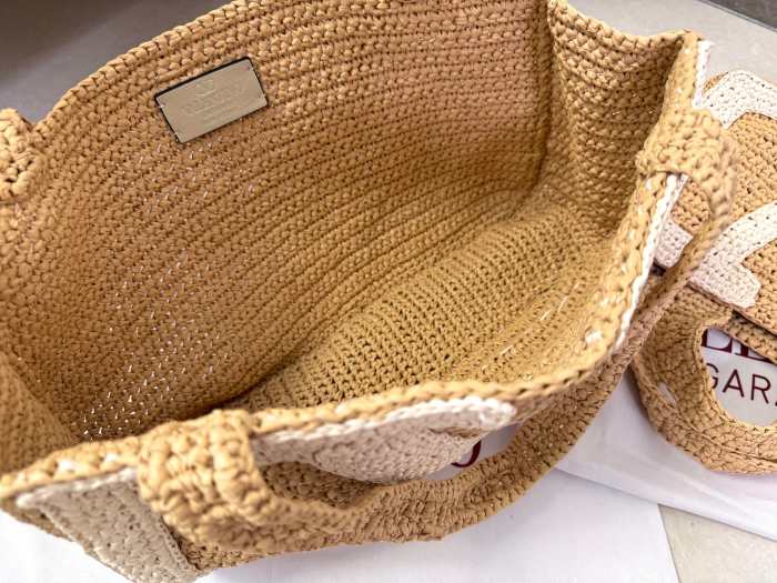 Viva Superstar Medium Shopping Bag In Raffia“34*24*9CM”-007=