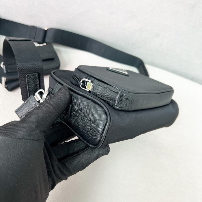 Re-Nylon And Saffiano Leather Shoulder Bag“18*11.5*5CM”-087=