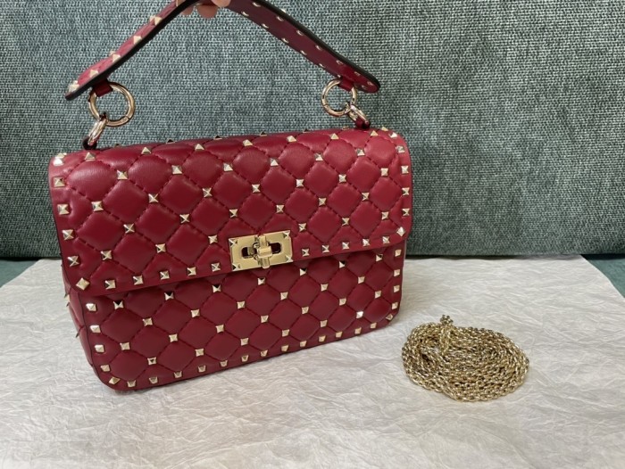 Rockstud Spike Shoulder Bag“24*16*6.5CM”-057=