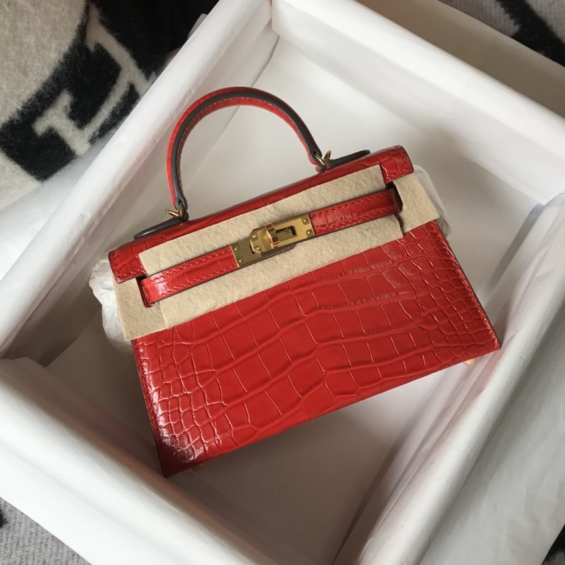 Mini Kelly Copy Crocodile“19*12*5CM”-0341=