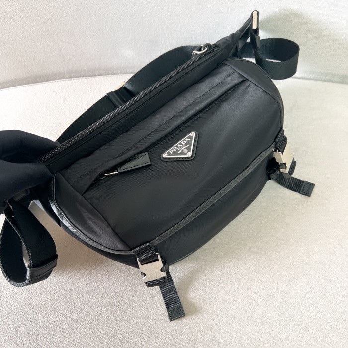 Re-Nylon And Saffiano Leather Shoulder Bag“22*12.5*10CM”-087=