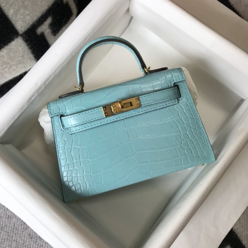 Mini Kelly Copy Crocodile“19*12*5CM”-0341=
