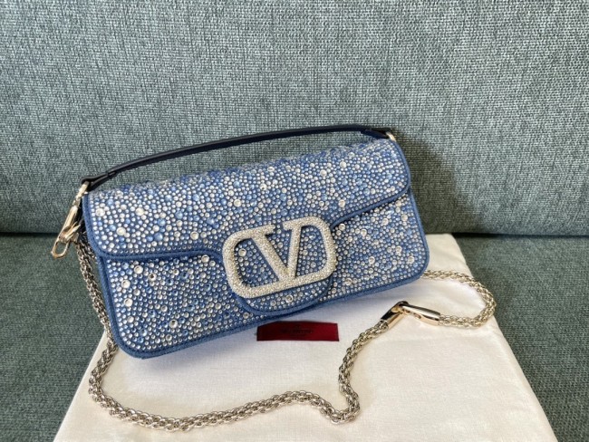 LOCò Small Embellished Denim Shoulder Bag“27*13*6CM”-028=