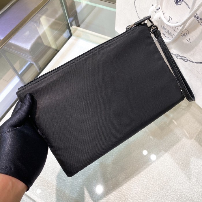 Re-Nylon and Saffiano leather pouch“28*18CM”-005
