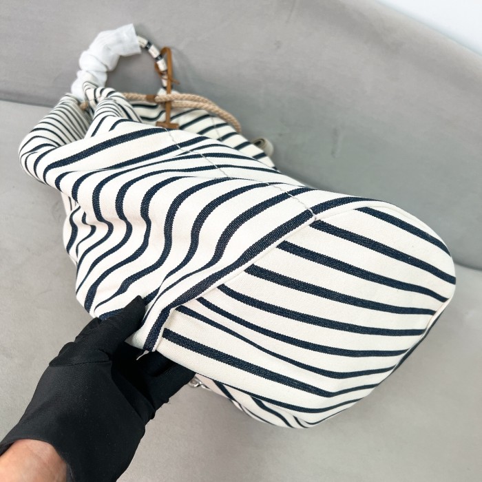 Striped canvas drawstring duffel bag“55*34*34CM”-089=