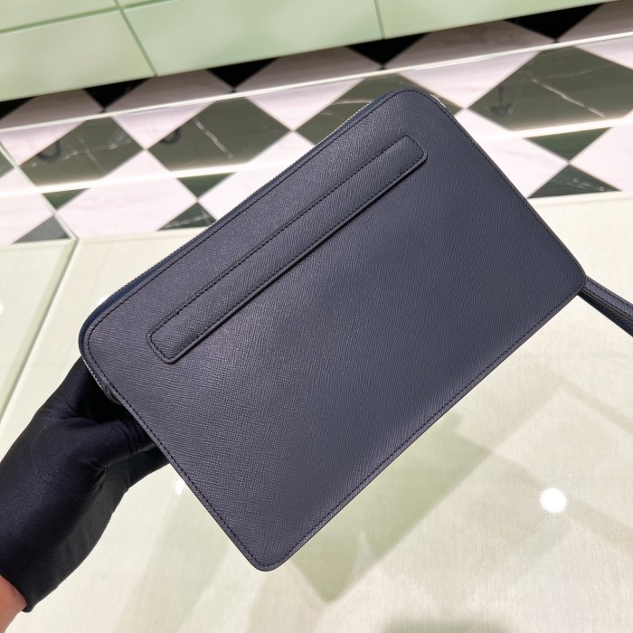 Black Saffiano Leather Pouch“26.5*17*5CM”-058=