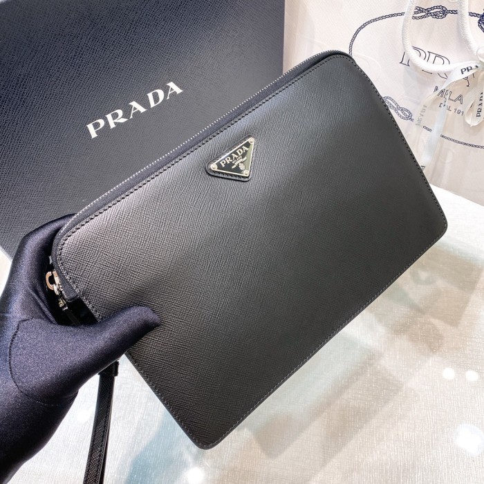 Black Saffiano Leather Pouch“26.5*17*5CM”-058=