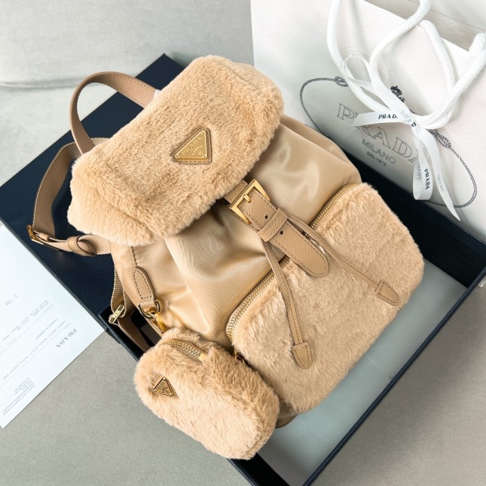 Deserto Re-Nylon And Shearling Backpack“25*20.5*11.5CM”-089=