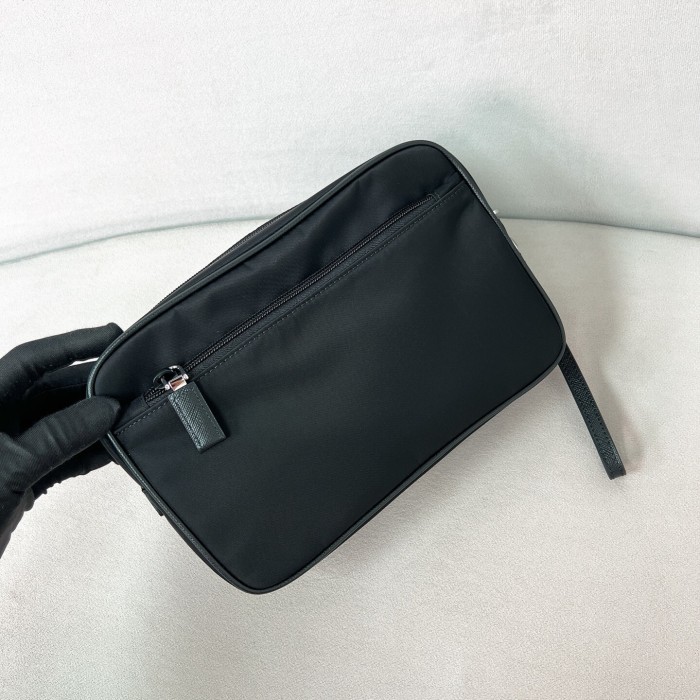Re-Nylon and Saffiano leather pouch“24*16*7CM”-005=
