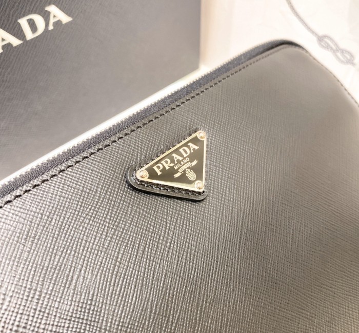 Black Saffiano Leather Pouch“26.5*17*5CM”-058=