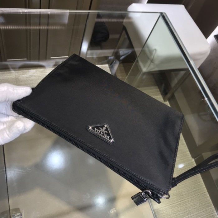 Re-Nylon and Saffiano leather pouch“23*16*7CM”-005=
