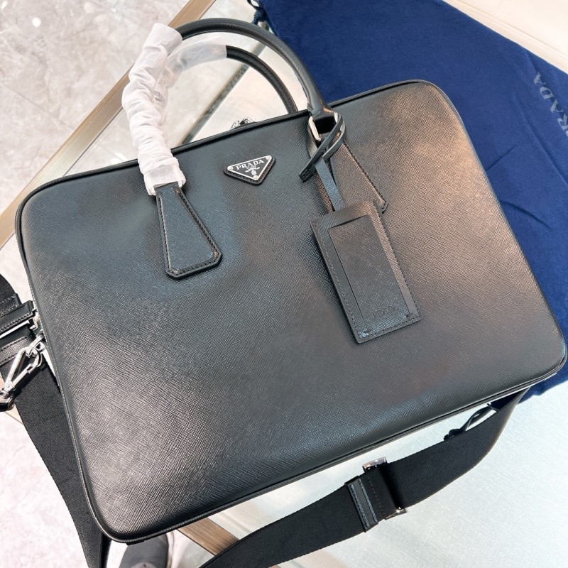 Re-Nylon And Saffiano Leather Briefcase“38*28*6.5CM”-0081=