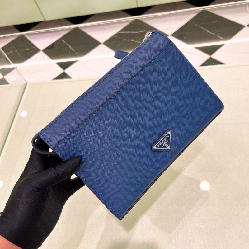 Saffiano Cuir Triangle Logo Embossed Wristlet Pouch“25*17*5CM”-057=