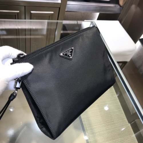 Re-Nylon and Saffiano leather pouch“23*16*7CM”-005=