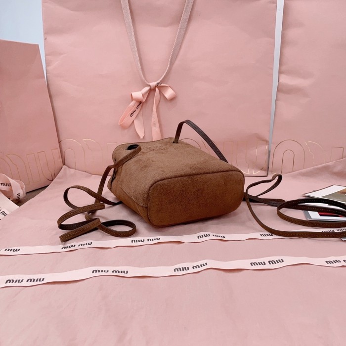 Suede Leather Mini Bucket Bag“17*14*6CM”-065=