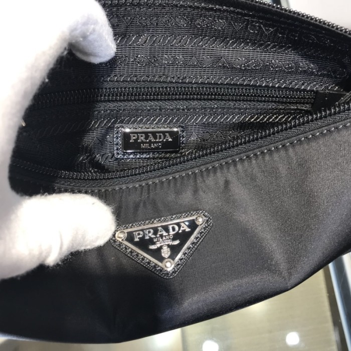 Re-Nylon and Saffiano leather pouch“23*16*7CM”-005=