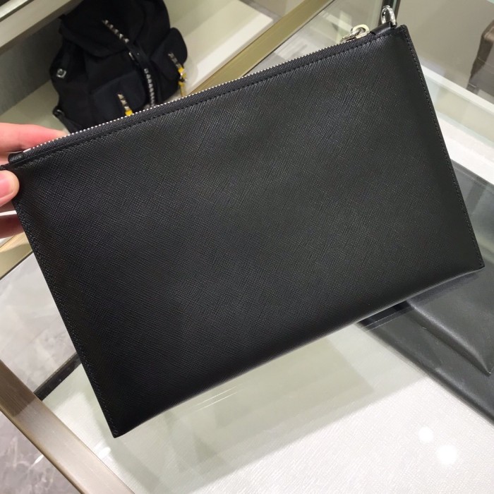 Black Saffiano Leather Pouch“28*18CM”-006=
