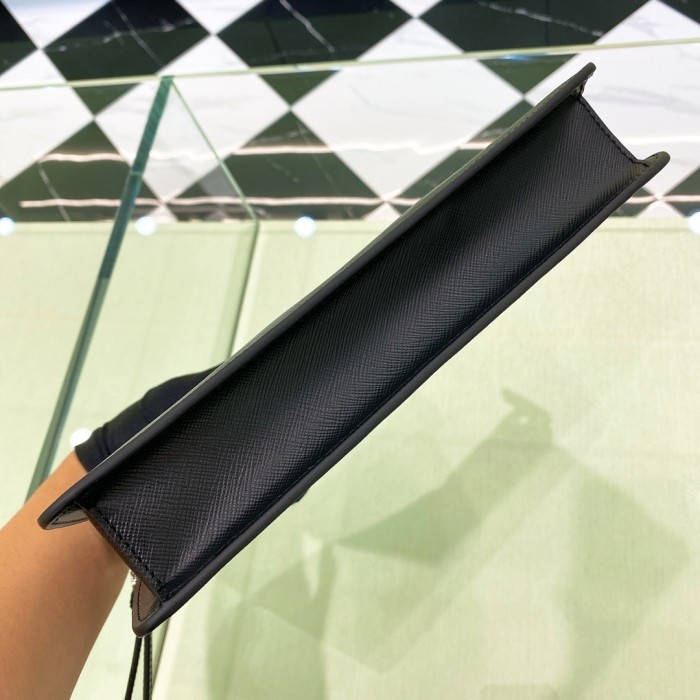 Black Saffiano Leather Pouch“25*17*4CM”-058=
